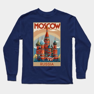 A Vintage Travel Art of Moscow - Russia Long Sleeve T-Shirt